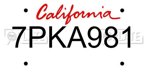 7PKA981 California License Plate