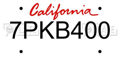 7PKB400 California License Plate