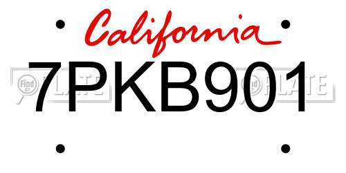7PKB901 California License Plate