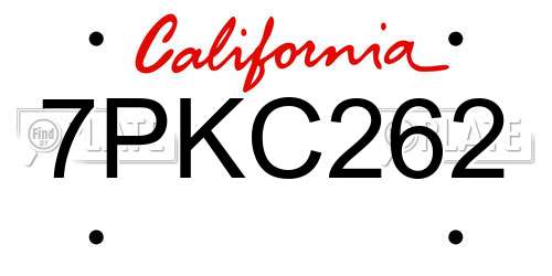 7PKC262 California License Plate