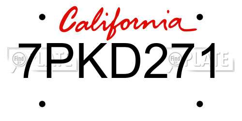 7PKD271 California License Plate