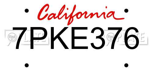 7PKE376 California License Plate