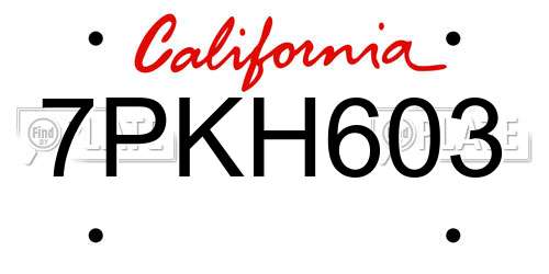 7PKH603 California License Plate