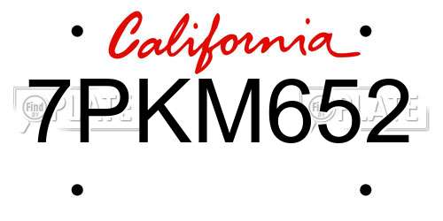 7PKM652 California License Plate
