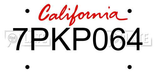 7PKP064 California License Plate