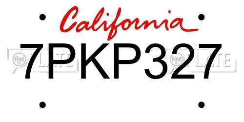 7PKP327 California License Plate