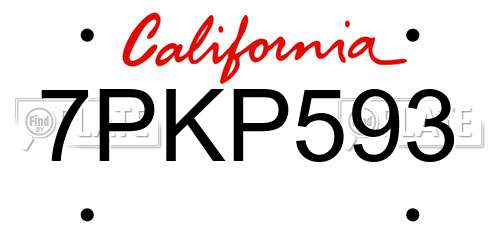 7PKP593 California License Plate