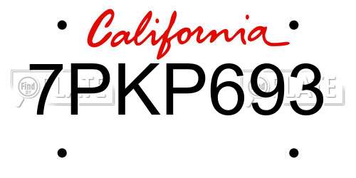 7PKP693 California License Plate