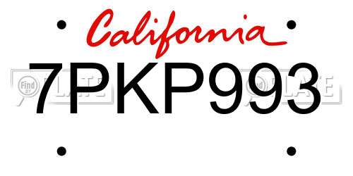 7PKP993 California License Plate