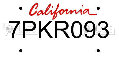 7PKR093 California License Plate