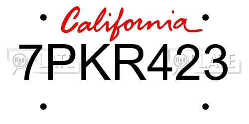 7PKR423 California License Plate