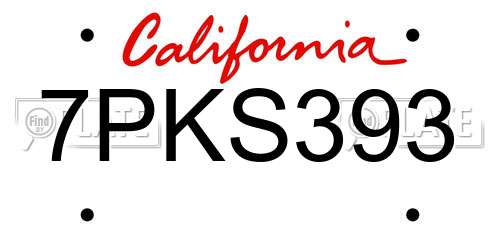 7PKS393 California License Plate