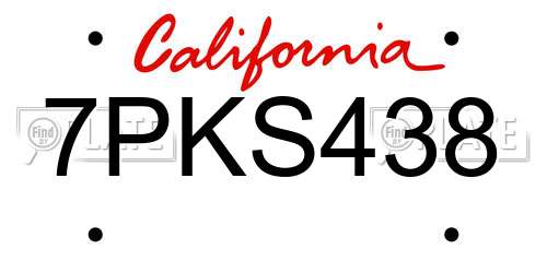 7PKS438 California License Plate
