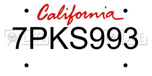 7PKS993 California License Plate