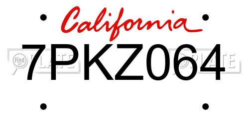7PKZ064 California License Plate