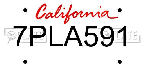 7PLA591 California License Plate
