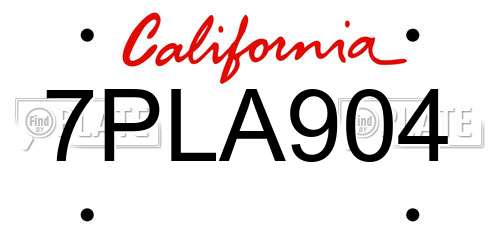 7PLA904 California License Plate