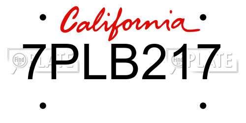 7PLB217 California License Plate