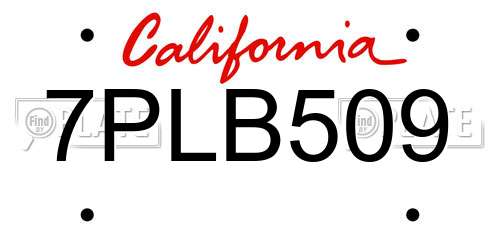 7PLB509 California License Plate