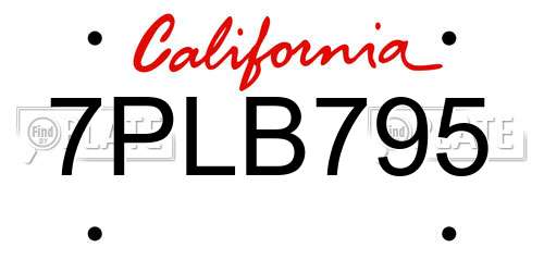 7PLB795 California License Plate