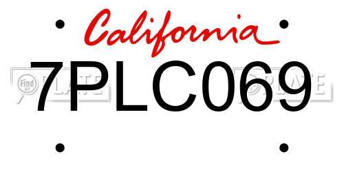 7PLC069 California License Plate