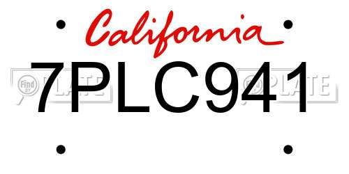 7PLC941 California License Plate