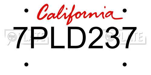 7PLD237 California License Plate