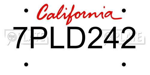 7PLD242 California License Plate