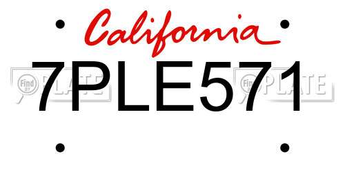 7PLE571 California License Plate