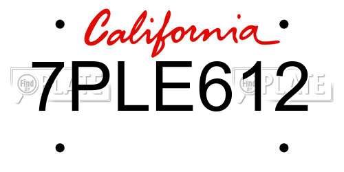7PLE612 California License Plate
