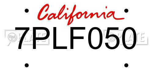 7PLF050 California License Plate