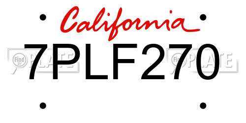 7PLF270 California License Plate