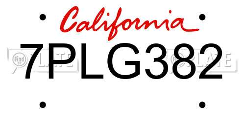 7PLG382 California License Plate