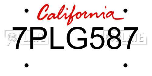 7PLG587 California License Plate