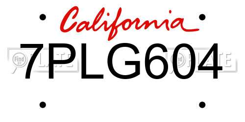 7PLG604 California License Plate