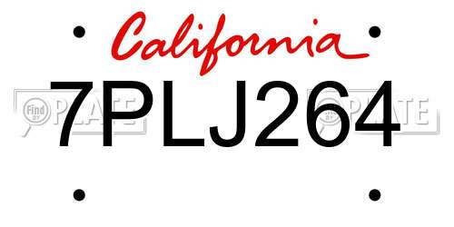 7PLJ264 California License Plate