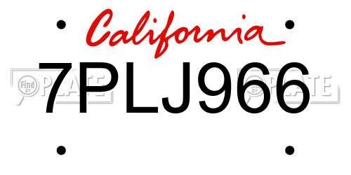 7PLJ966 California License Plate