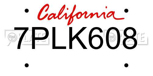 7PLK608 California License Plate