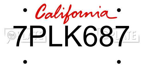 7PLK687 California License Plate