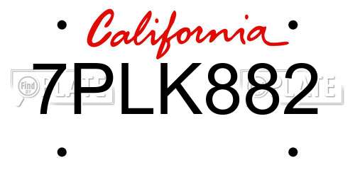 7PLK882 California License Plate