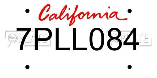 7PLL084 California License Plate