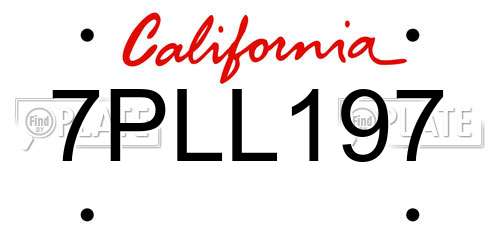 7PLL197 California License Plate