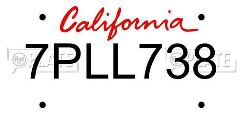 7PLL738 California License Plate