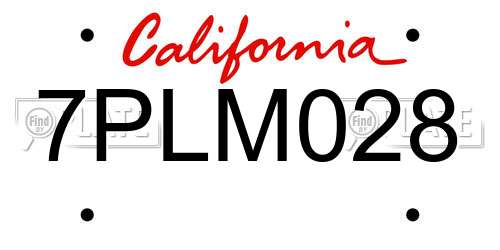 7PLM028 California License Plate