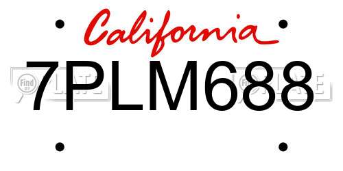 7PLM688 California License Plate
