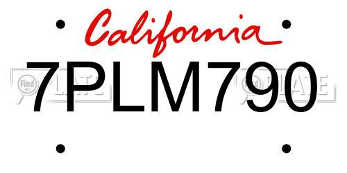 7PLM790 California License Plate