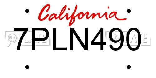 7PLN490 California License Plate