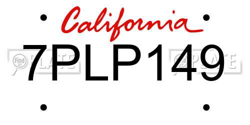 7PLP149 California License Plate