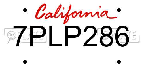 7PLP286 California License Plate