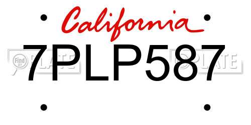 7PLP587 California License Plate